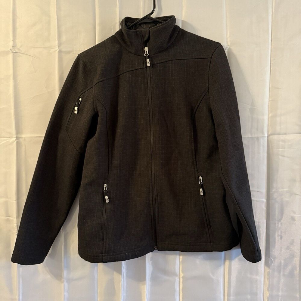 Spyder Jacket Coat Women M Black  Full Zip High Neck Pockets‎ Logo Warm Fitted